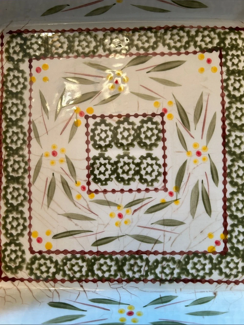 Temptations Hand-Painted 8 x 8 Green Ceramic Baking Dish